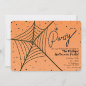 Orange & Black Glitzer Spider Web-Halloween-Party Einladung (Vorderseite)