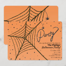 Orange & Black Glitzer Spider Web-Halloween-Party