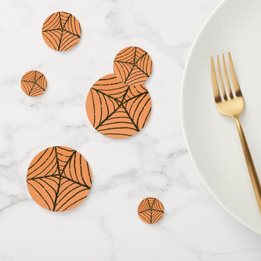 Orange & Black Glitzer Spider Web-Halloween-Party Konfetti (Gruppe)