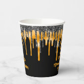 Orange Black Glitzer Tropfen Happy Halloween Pappbecher (Links)