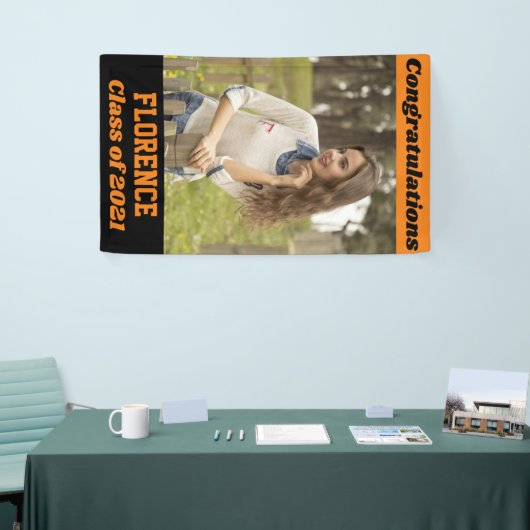 Orange Black Glückwunsch Abschluss Banner (Messeveranstaltung)