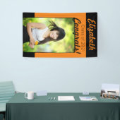 Orange & Black Glückwunschs Eine Foto Graduation P Banner (Messeveranstaltung)