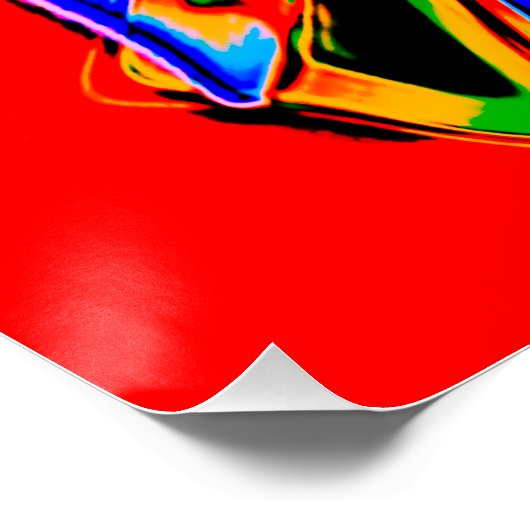 Orange, Black, Gold, Blue Psychedelic Blume Poster (Ecke)