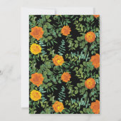 Orange & Black Gothic Peony & Rose Blumenhochzeit Einladung (Rückseite)