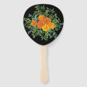 Orange & Black Gothic Peony & Rose Blumenhochzeit Fächer (Rückseite)