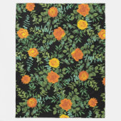 Orange & Black Gothic Peony & Rose Blumenhochzeit Fleecedecke (Vorderseite)