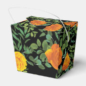 Orange & Black Gothic Peony & Rose Blumenhochzeit Geschenkschachtel (Rückseite)