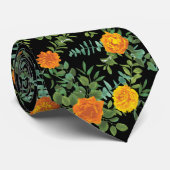 Orange & Black Gothic Peony & Rose Blumenhochzeit Krawatte (Gerollt)