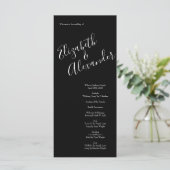 Orange Black Gothic Peony & Rose Hochzeitsprogramm Menükarte (Stehend Vorderseite)