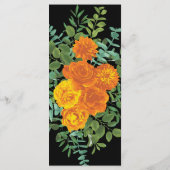 Orange & Black Gothic Peony & Rose Wedding Menu Menükarte (Rückseite)