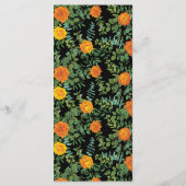 Orange & Black Gothic Peony & Rose Wedding Menu Menükarte (Rückseite)