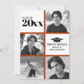 Orange & Black Grad Einladung, Matte 7" x 5" Einladung (Vorderseite)