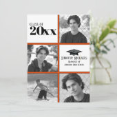 Orange & Black Grad Einladung, Matte 7" x 5" Einladung (Stehend Vorderseite)