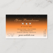 Orange Black Gradient Sparkling Diamonds Initialen Visitenkarte (Rückseite)