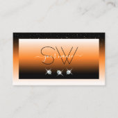 Orange Black Gradient Sparkling Diamonds Initialen Visitenkarte (Vorderseite)
