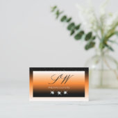 Orange Black Gradient Sparkling Diamonds Monogram Visitenkarte (Stehend Vorderseite)