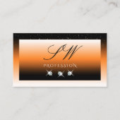 Orange Black Gradient Sparkling Diamonds Monogram Visitenkarte (Vorderseite)