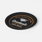 Orange Black Graduate Custom 2025 Graduation Party Pappteller (Schrägansicht)