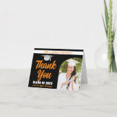 Orange Black Graduate Foto Arch Abschluss geklappt Dankeskarte (Vorderseite)