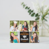Orange Black Graduate Foto Collage Abschluss Postkarte (Stehend Vorderseite)
