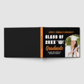 Orange Black Graduate Foto Custom Abschluss Gästebuch (Voll)