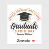 Orange Black Graduate Personalisiert 2025 Abschlus Aufkleber (Blatt)