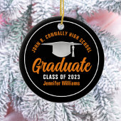 Orange Black Graduate Personalisiert 2025 Abschlus Keramik Ornament