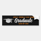 Orange Black Graduate Personalisierter Abschluss Autoaufkleber (Vorne)