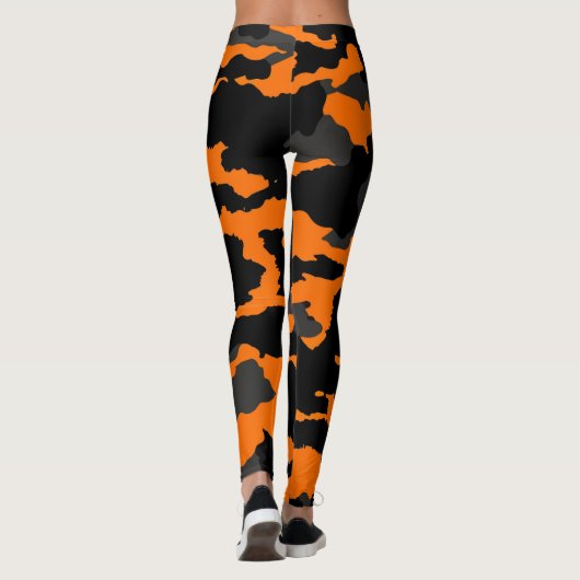 Orange Black Gray Camouflage Camouflage Pattern Leggings (Rückseite)