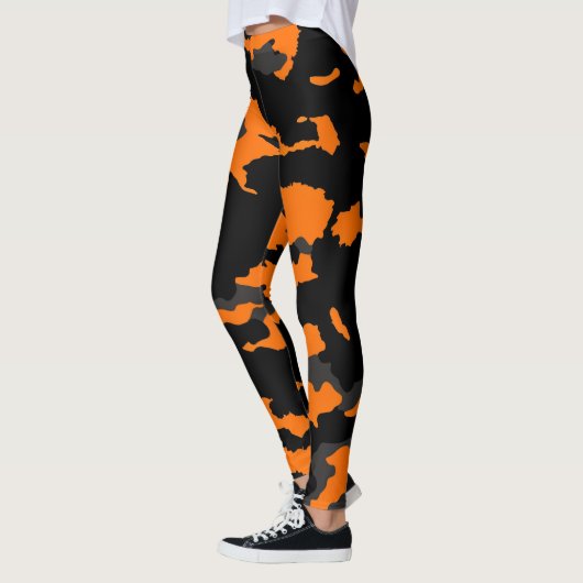 Orange Black Gray Camouflage Camouflage Pattern Leggings (Links)