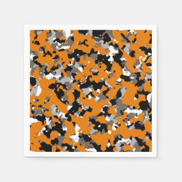 Orange Black Gray Tan Camouflage Camouflage Print  Serviette