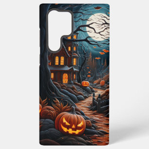ORANGE & BLACK GRUSELIGE VERFLUCHTE HAUS SAMSUNG GALAXY HÜLLE