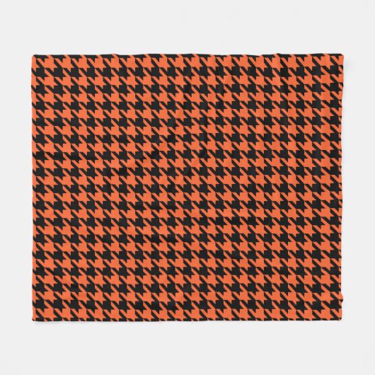 Orange Black Hahnentrittmuster Karo Fleecedecke (Vorderseite (Horizontal))