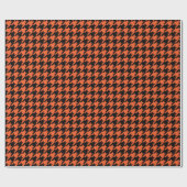 Orange Black Hahnentrittmuster Karo Geschenkpapier (Flach)