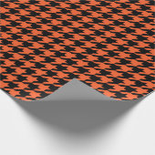 Orange Black Hahnentrittmuster Karo Geschenkpapier (Ecke)