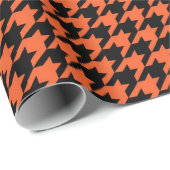 Orange Black Hahnentrittmuster Karo Geschenkpapier (Rolleneckpunkt)