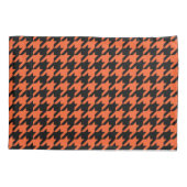 Orange Black Hahnentrittmuster Karo Kissenbezug (Rückseite)