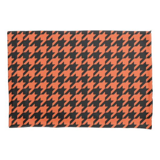 Orange Black Hahnentrittmuster Karo Kissenbezug (Vorderseite)