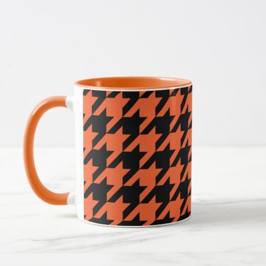 Orange Black Hahnentrittmuster Karo Tasse (Links)