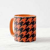 Orange Black Hahnentrittmuster Karo Tasse (Vorderseite Links)
