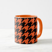 Orange Black Hahnentrittmuster Karo Tasse (VorderseiteRechts)