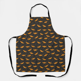 Orange black Halloween bat pattern Schürze
