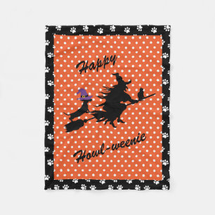 Orange & Black Halloween Dachshund-Fleece-Decke Fleecedecke