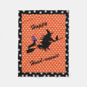 Orange & Black Halloween Dackel Fleece Blankon (Vorderseite)