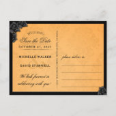 Orange & Black Halloween Elegant Save the Date Ankündigungspostkarte (Rückseite)