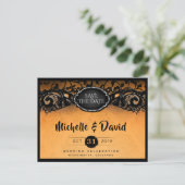 Orange & Black Halloween Elegant Save the Date Ankündigungspostkarte (Stehend Vorderseite)