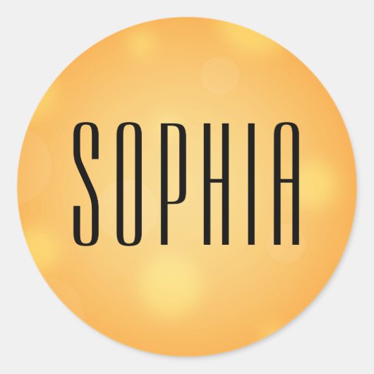 Orange Black Halloween Niedlich Name Runder Aufkleber (Vorderseite)