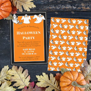 Orange Black Halloween-Party Floating Ghost Custom Einladung