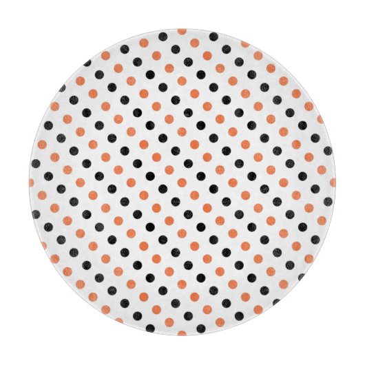 Orange & Black Halloween Polka Dot Cutting Board Schneidebrett (Vorderseite)