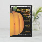 Orange & Black Halloween Pumpkin Carving Party Einladung (Stehend Vorderseite)